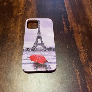 Stylish Phone Case with Eiffel Tower Design - Red and Gray
